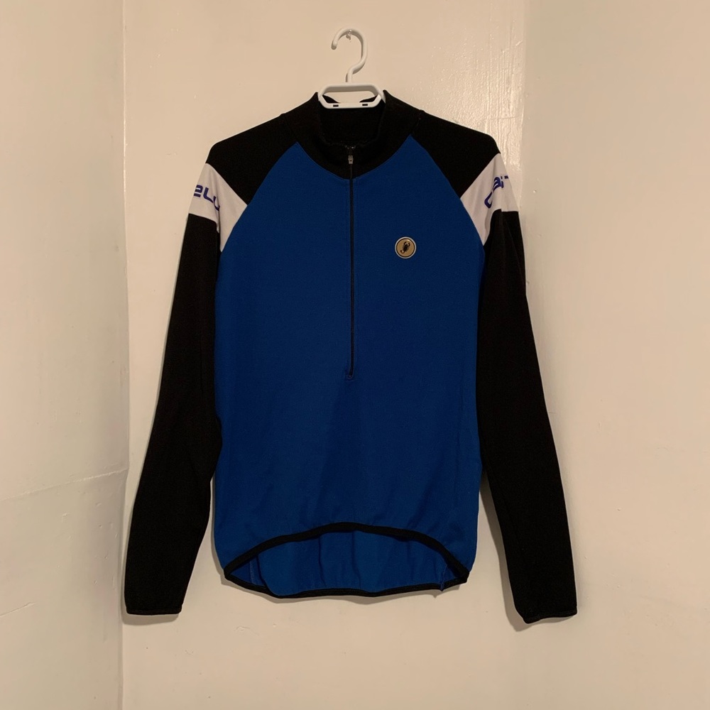 🚴 CASTELLI SMALL LOGO BLUE CYCLING LONG SLEEVE SWEATER JERSEY 🚴